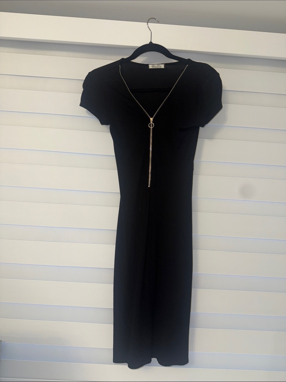 Lexi Drew Black Zip-Front Midi Dress